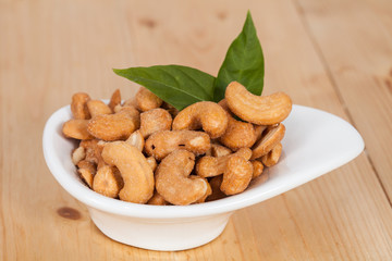 fresh cashew nuts in a bowl