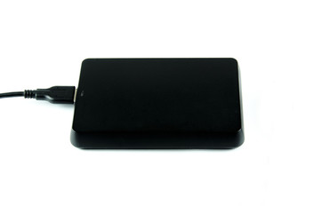 Black harddisk on the white background