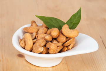 fresh cashew nuts in a bowl