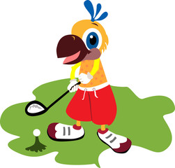Golf player parrot