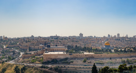 Fototapeta na wymiar Panorama of Jerusalem the esplanade of the mosques