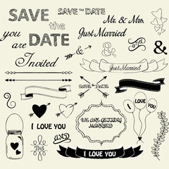 Wedding Element.Wedding Font,Love,Married,Banner clipart,Save The Date,Wedding Invitation