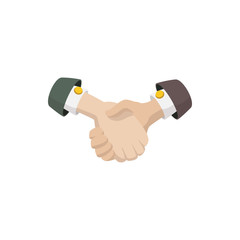 Business agreement handshake icon, cartoon style
