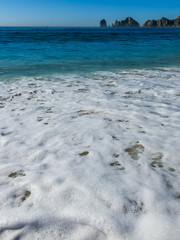 Sandy Beach View of Waves at Beach in Mexico, Cabo San Lucas