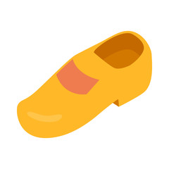 Yellow wooden shoe icon in isometric 3d style