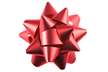 beautiful red ribbon bow isolated on white