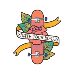Skateboarding illustration with lettering - 107223084