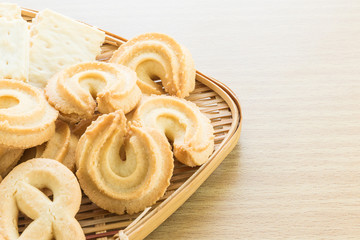 Cookies in bamboo bowl