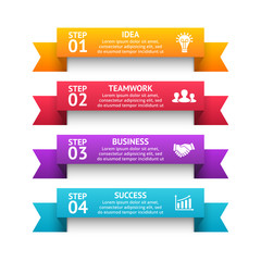 Vector 3d arrows stripes infographic, ribbon diagram, lines graph, stairs presentation, chart. Business concept with 4 options, parts, steps, processes. Growth info data template.