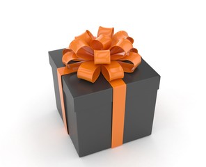 gift box with bows isolated on white. 3d rendering.