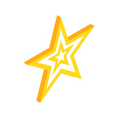 Gold star icon, isometric 3d style 