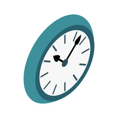 Wall clock with blue rim icon, isometric 3d style 
