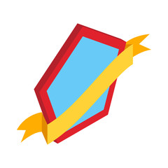 Shield with gold ribbon icon, isometric 3d style 