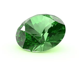 Poster Emerald crystal of a diamond shape on a white background. Render. © wannerbobbler