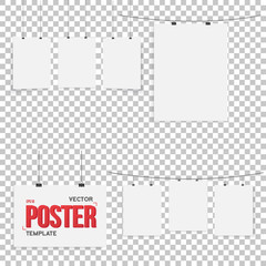 Isolated Vector Poster Mockup Set. Realistic EPS10 Vector Set Pa