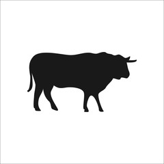 Cow silhouette simple icon on background