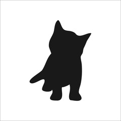 Cat playing kitten silhouette simple icon on white  background