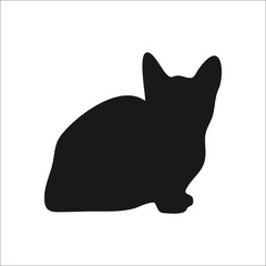 Cat playing kitten silhouette simple icon on white  background