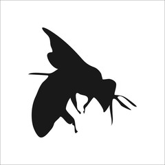Bee silhouette simple icon on  background