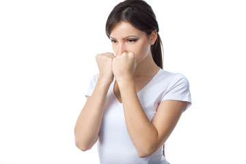 Fototapeta premium Young woman practicing self defense