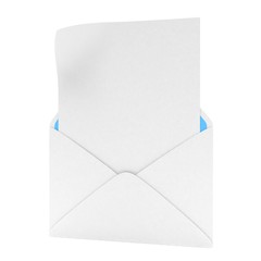 open mail with white blank. 3d rendering.