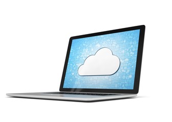 3d rendering of a laptop with cloud concept