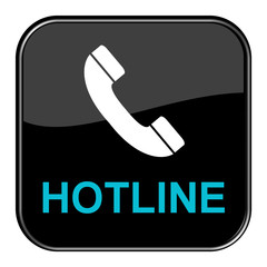 Schwarzer Button zeigt Hotline