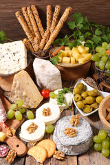 assorted cheese, salami and bread