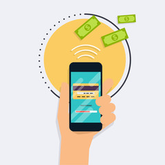 Flat design vector illustration concepts of online payment metho