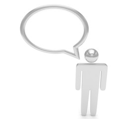 3d man with talk bubbles isolated over a white background. 3d rendering.