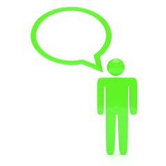 3d man with talk bubbles isolated over a white background. 3d rendering.