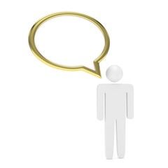 3d man with talk bubbles isolated over a white background. 3d rendering.