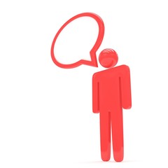 3d man with talk bubbles isolated over a white background. 3d rendering.