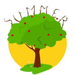 Summer green tree. Branches that form the word 