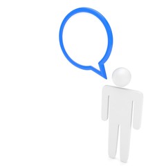 3d man with talk bubbles isolated over a white background. 3d rendering.