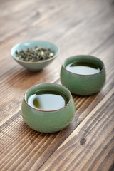 Green tea in small cups