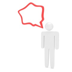 3d man with talk bubbles isolated over a white background. 3d rendering.