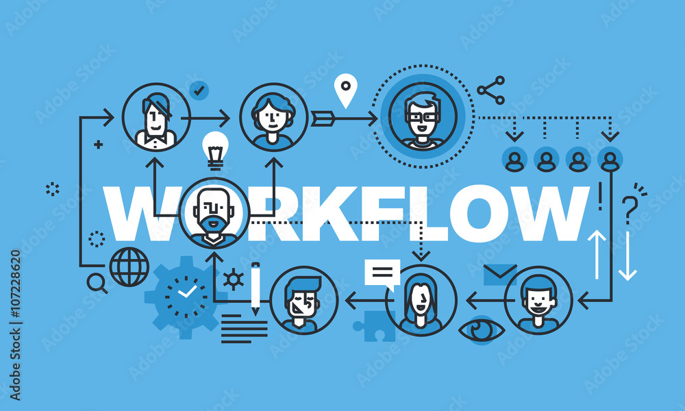 Poster modern thin line design concept for workflow website banner. vector illustration concept for busines