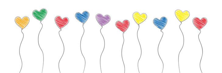 Herzen Luftballon bunt scribble