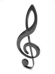 treble clef on white. 3d rendering.