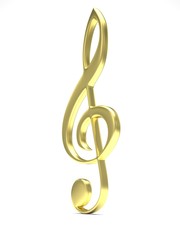 treble clef on white. 3d rendering.
