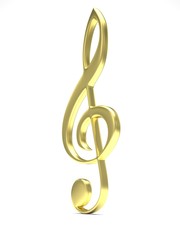 Fototapeta premium treble clef on white. 3d rendering.