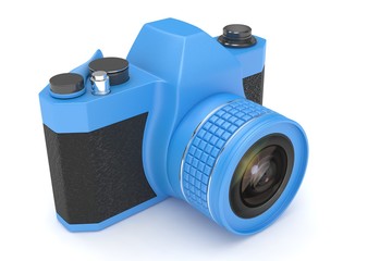Retro camera isolated on white background. 3d rendering.