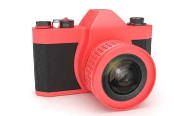 Retro camera isolated on white background. 3d rendering.