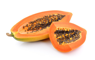 papaya slice on white background