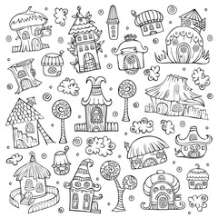 Set of cartoon vector houses