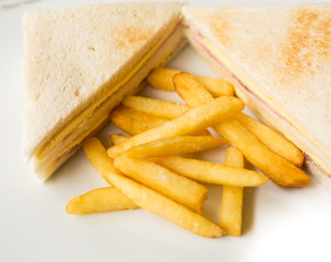 sandwich ham cheese and french fries