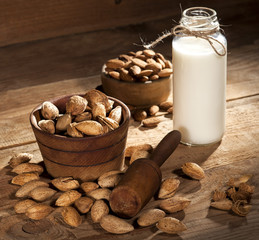 Almond milk with almond