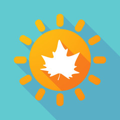 Long shadow sun with an autumn leaf tree