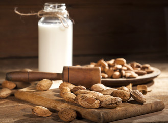 Almond milk with almond